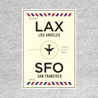 LAX to SFO Airport / Los Angeles to San Francisco T-Shirt